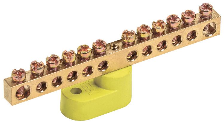 Шина PE земля на одном угловом изоляторе ШНИ-6х9-12-У1-Ж | YNN10-69-12C1-K05 IEK