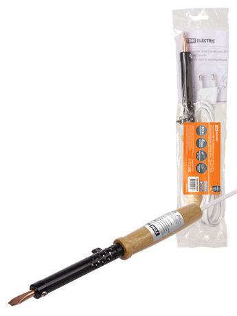 Паяльник ПД-60, ЭПСН, мощность 60 Вт, 230 В, деревянная ручка, плоское жало, "Гранит" | SQ1025-0403 TDM