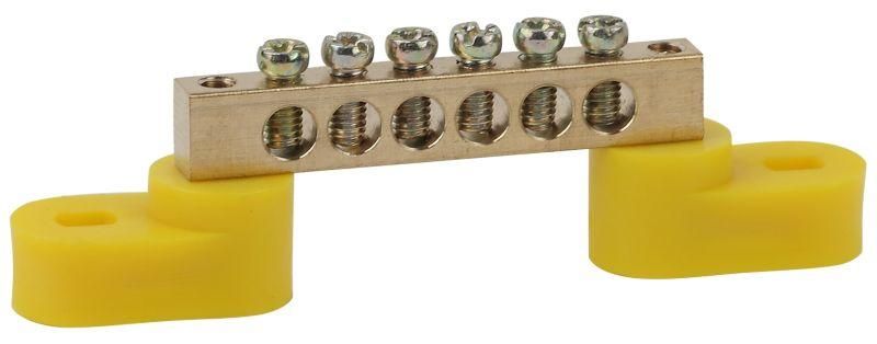 Шина PE "земля" на двух угловых изоляторах ШНИ-6х9-6-У2-Желтый (10/250/12000) NO-222-108-1 | Б0044157 ЭРА