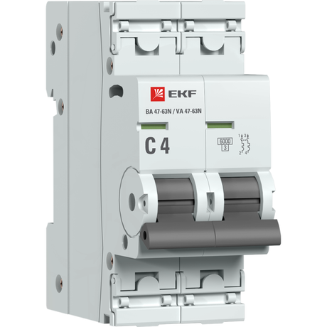 Автоматический выключатель 2P 4А (C) 6кА ВА 47-63N PROxima - M636204C EKF