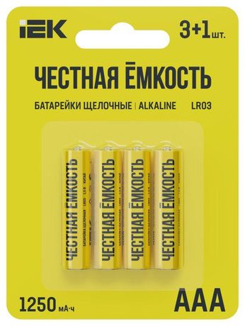 Батарейка щелоч. Alkaline LR03/AAA (4шт/блистер) ПРОМО | ABT-LR03-OP-L04A IEK
