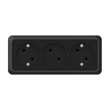 Розетка трехместная UNIVersal серия Олимп б/з, о/у, 16А, 220В, черная - 2217 Союз