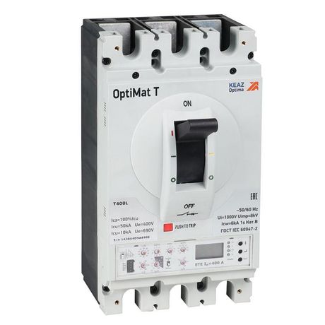 Выключатель автоматический для защиты двигателя OptiMat T400L ETE-M 400A 3P | 355936 КЭАЗ