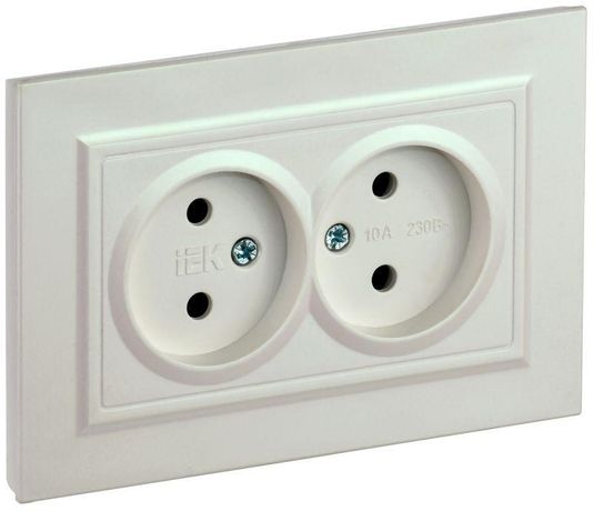 Розетка 2-м СП BRITE РС12-2-БрЖ 10А в сборе без заземл. защ. шторок жемчуж. IEK BR-R20-10-K36-F