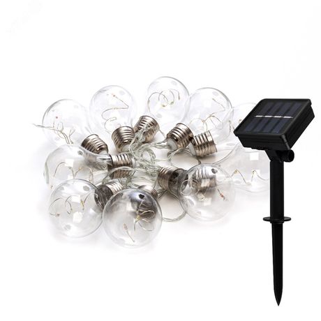 Гирлянда светодиодная "Лампочка" 40LED бел. на солнечной батарее аккумулятор AA NI-MH 600мА.ч КОСМОС KOC_SOL221