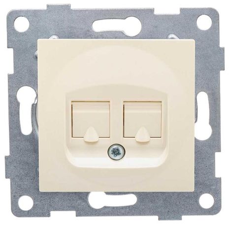 Розетка компьютерная RJ45 Ugra, механизм, двойной, бежевый - С11К2-003 GUSI