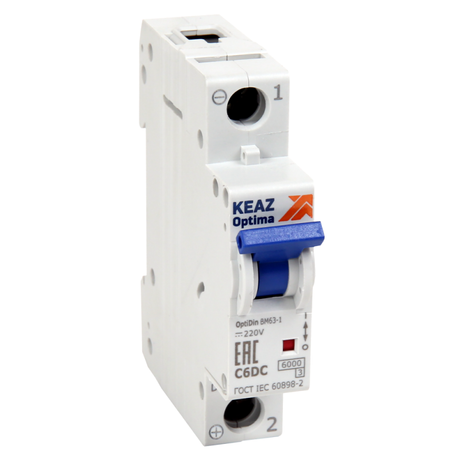 Выключатель автоматический модульный 1п L 10А OptiDin BM63-1L10-DC-RP-УХЛ3-RR КЭАЗ 341422