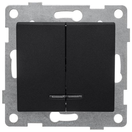 Выключатель двухклавишный Bravo инд, механизм, 10А, 250В, графит - С10В28-010 GUSI