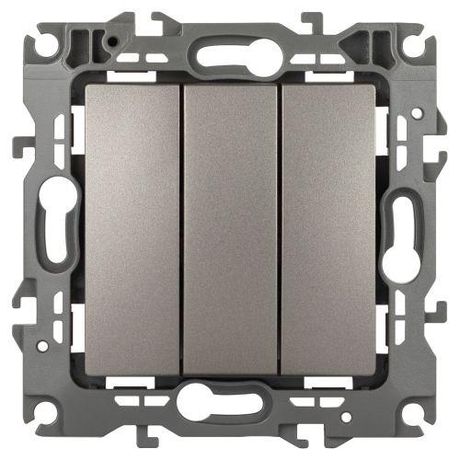 Выключатель ЭРА Серия 12 12-1107-16 тройной, 10АХ-250В, титан | Б0065703