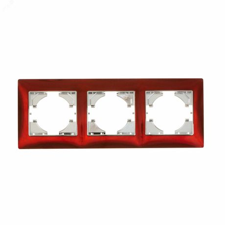 Рамка 3-местная Bravo цинк, тёмно-красный - С1030-039 GUSI