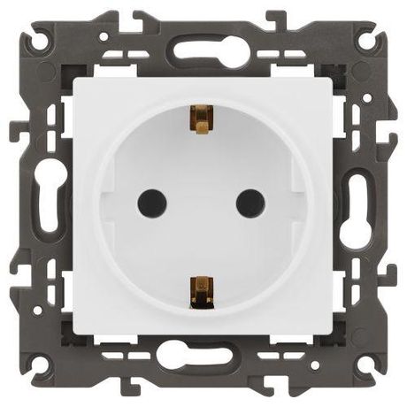Розетка однофазная скрытого монтажа, в рамку с заземлением без шторок белый матовый 16А 250В IP20 автоматические (безвинтовые) зажимы 14-2101-01М Эра Elegance - Б0065800