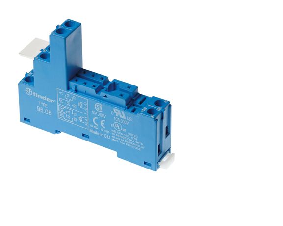 Розетка с винтовыми клеммами (с зажимной клетью) для реле 40.51, 40.52, 40.61, 40.62, применяются модули 99.02, 86.30, в комплекте металлическая клипса 095.71, версия: синий цвет, сделано России - 95.05.9SMA FINDER 95059SMA