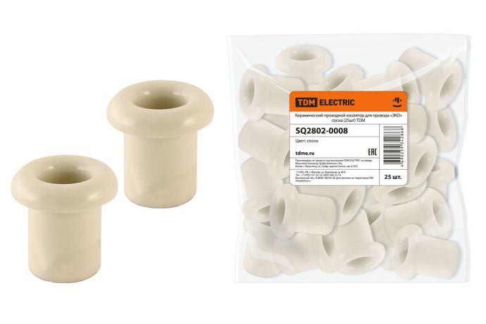 Керамический проходной изолятор для провода «ЭКО» сосна (25шт) | SQ2802-0008 TDM