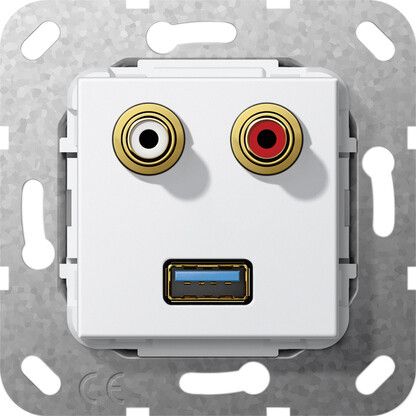 Мех-м с накладкой USB с/у пластик белый IP20 Gira System 55 | 569103