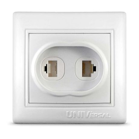 Розетка компьютерная + телефонная Севиль, скрытая, 1А, RJ45, RJ12, белая (еврослот) - С0052 Союз