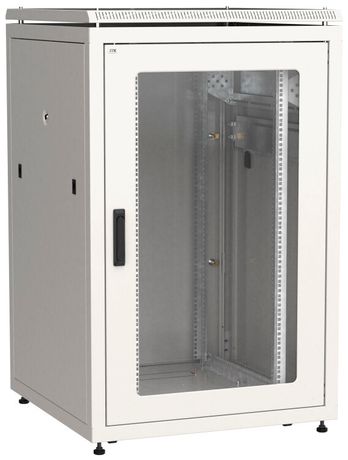 Шкаф сетевой 19' LINEA N 24U 800х800мм стеклянная передняя дверь задняя металлическая серый - LN35-24U88-GM IEK