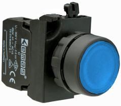 Кнопка нажимная круглая CP102DМ (1НО+1НЗ) син. EMAS CP102DM