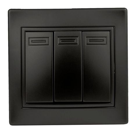 Выключатель трехклавишный, в рамку (скрытого монтажа) антрацит 10А 250В Intro Plano 1-106-05 - Б0053795 ЭРА