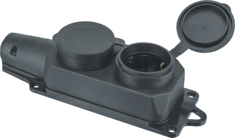 Колодка удлинителя 2-м с заземл. 16А IP44 61 371 NCA-BLR2-02-16A-E-IP44-BL каучук черн. Navigator 61371 20660