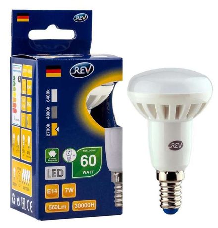 Лампа светодиодная R50 7Вт 2700К тепл. бел. E14 600лм 180-240В REV 32363 1