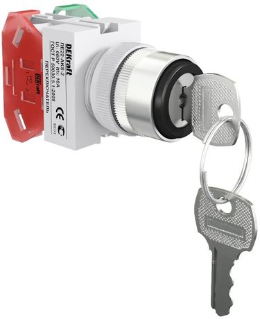 Переключатель на 2 положения I-O ПЕ-22 AKSR-2 d22мм прав. без фиксации с ключом DEKraft 25142DEK APC