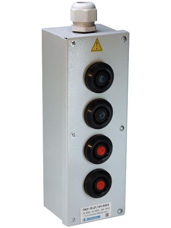 Пост кнопочный ПКУ 15-21.141-54 У2 (2хКЕ081/2 (1з+1р) черн. + 2хКЕ081/2 красн. PG-21) управления Электротехник ET054492