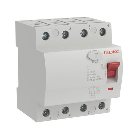 Устройство защитного отключения УЗО YON MDL100 4P 63А 100мА тип A DKC MDL100-4P3-63-A ДКС