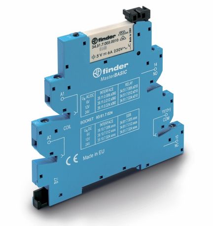 Интерфейсный модуль, электромеханическое реле, серия MasterBASIC; 1CO 6A; контакты AgNi; питание 12В AC/DC | 391100120060 Finder 39.11.0.012.0060