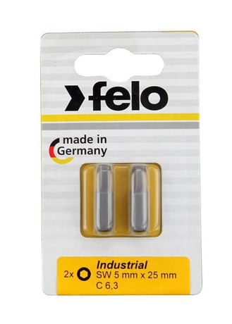 Бита шестигранная 25мм серии Industrial 5 мм 2шт на блистере | 02450036 Felo
