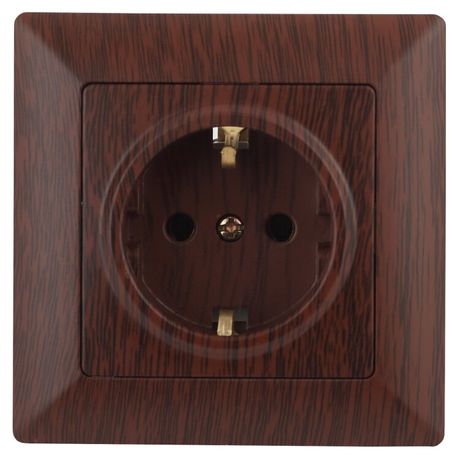 Розетка однофазная скрытого монтажа, в рамку с заземлением со шторками венге 16А 250В IP20 4-206-10 Intro Solo - Б0053687 ЭРА