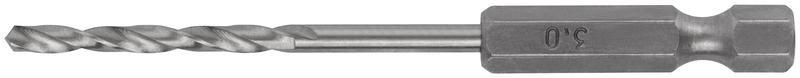 Сверло по металлу HSS полированное, хвостовик под биту, индивидуальный упаковка блистер, 3.0 мм - 34030 РОС