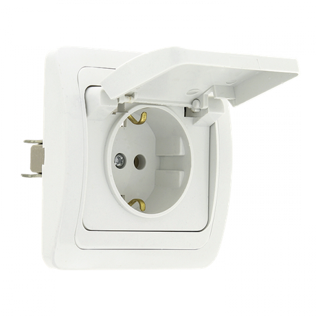 Розетка 1-м СП Лондон 16А IP20 с заземл. крышкой бел. PROxima EKF EER16-029-10