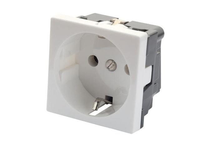 Розетка 2P+E немецкий стандарт 45 х мм, без шторок, белый - 16V-10-04WT Eurolan