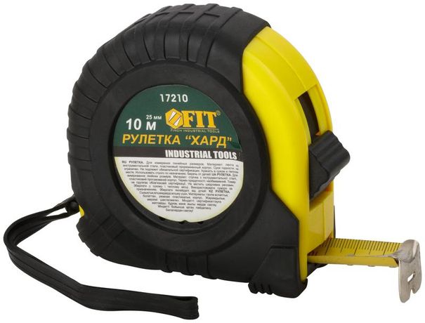 Рулетка прорезиненный корпус ''Хард'' 10 м x 25 мм - 17210 РОС