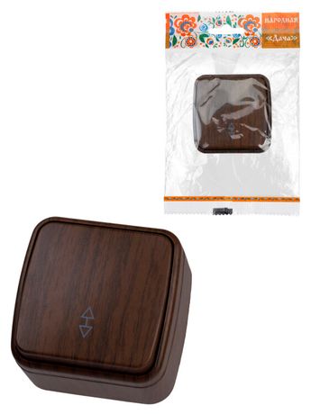 Переключатель на 2 направления 1-кл. открытой установки IP20 10А, венге "Дача" Народная | SQ1824-0043 TDM