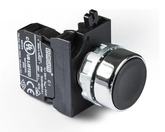 Кнопка нажимная круглая CM102DН (1НО+1НЗ) черн. EMAS CM102DH