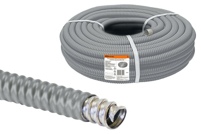 Металлорукав в ПВХ-изоляции Р3-Ц-П 15 серый без протяжки (50м) | SQ0407-0415 TDM