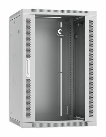Шкаф телекоммуникационный настенный SH-05F-18U60/60-R 19дюйм 18U 600х600х901мм разобран. дверь стекло RAL 7035 сер. Cabeus 10740c