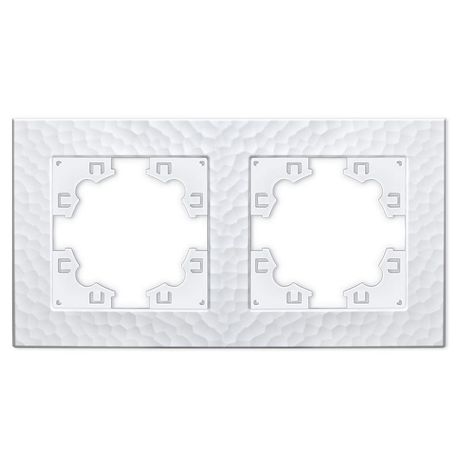 Рамка фактурная 2 поста универсальная UNIVersal Афина белая (еврослот) - A10044 Союз