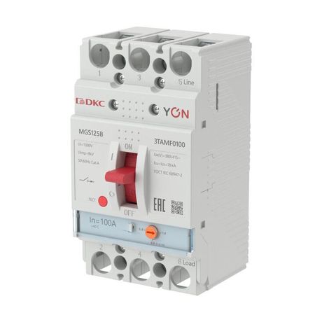 Автоматический выключатель YON MGS125 3P 80-100A 18kA - MGS125B-3TAMF0100 ДКС