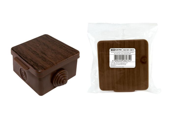 Коробка распределительная о/п 65х65х50мм, крышка, бук, IP54, 4вх. инд. штрихкод | SQ1401-0611 TDM