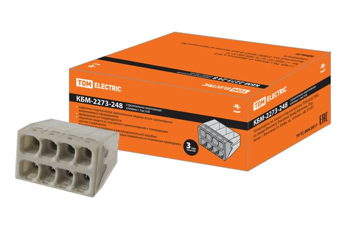 Строительно-монтажная клемма КБМ-2273-248 (2,5мм2) с пастой | SQ0517-0117 TDM