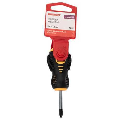 Отвертка крестовая PH 1х40 мм, двухкомпонентная рукоятка | 12-6412 REXANT MEET