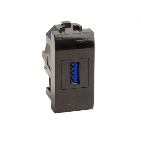 Розетка мультимедийная Brava 1мод. USB 3.0 черн. DKC 77300N ДКС