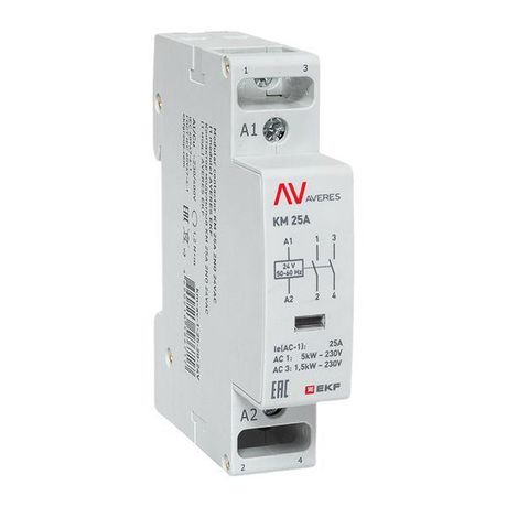 Контактор модульный КМ 25А 2NО 24VAC (1 мод.) AVERES | km-av-1-25-20-24V EKF
