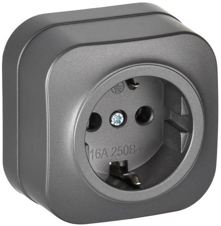 Розетка ОП GLORY РС20-3-ХСм 16А с заземл. без защ. шторок сталь матов. IEK ERH11-K46M-16