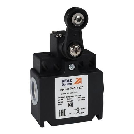 Выключатель концевой OptiLiS D4N-8120 рычаг пластиковый с роликом пластиковым EN 50047 XCKT2118P16 - 365312 КЭАЗ 365318