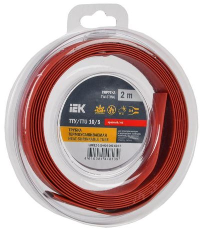 Трубка термоусадочная ТТУ нг-LS 10/5 красная (2м/упак) IEK | UDR12-010-005-002-K04-T