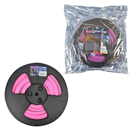 Светодиодная гибкая герметичная лента. NEON ULS-N11-2835-120LED/m-8mm-IP67-DC24V-10W/m-15M-PINK катушка 15м в герметичной упаковке розовый свет - UL-00009104 Uniel