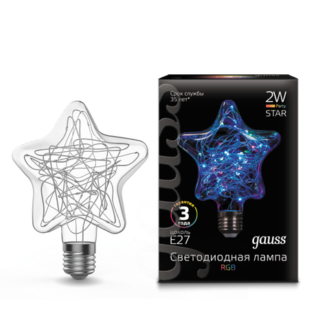 Лампа светодиодная LED-2W E27 115*155mm Vintage Star RGBGauss - 160802008